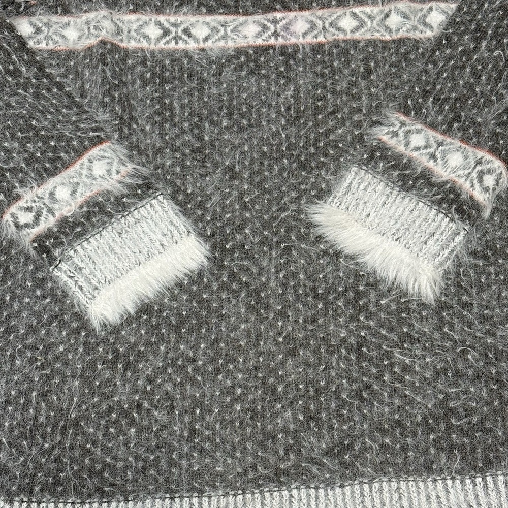 Sleeping On Snow Anthropologie Gray White Wool Blend Sweater‎ Women Medium Shirt - Picture 2 of 10